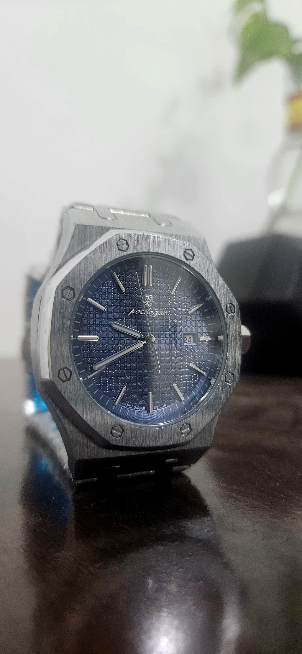 Royal Oak–style Blue Dial Silver Watch