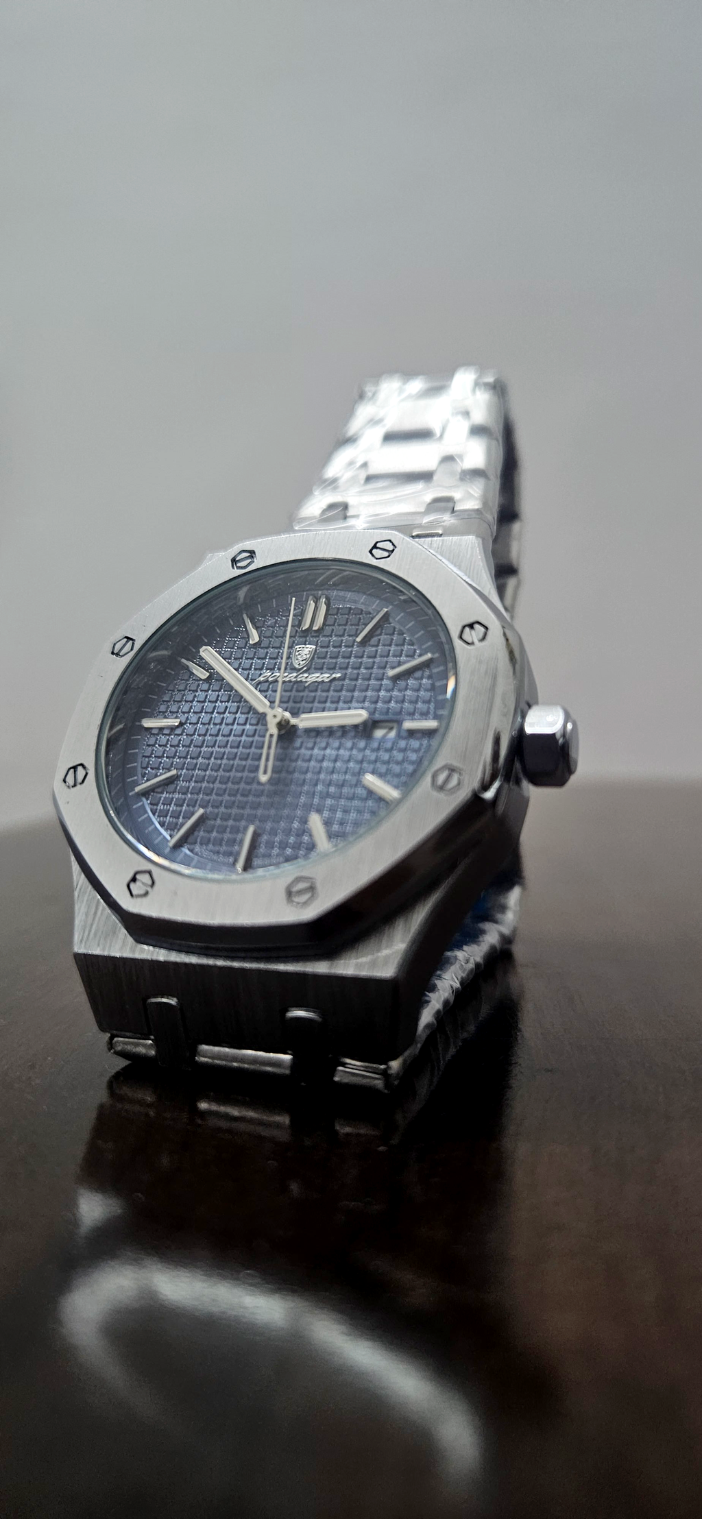 Royal Oak–style Blue Dial Silver Watch