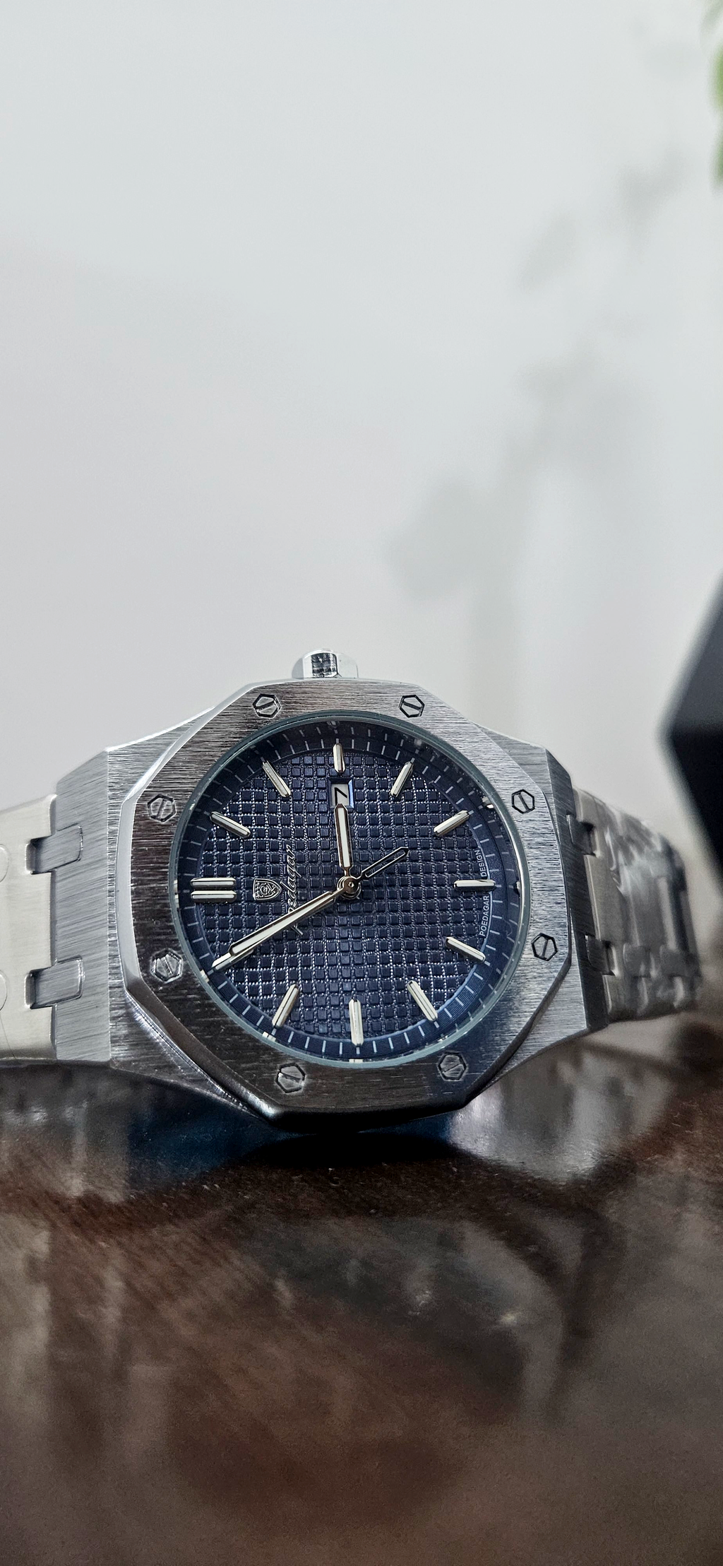 Royal Oak–style Blue Dial Silver Watch