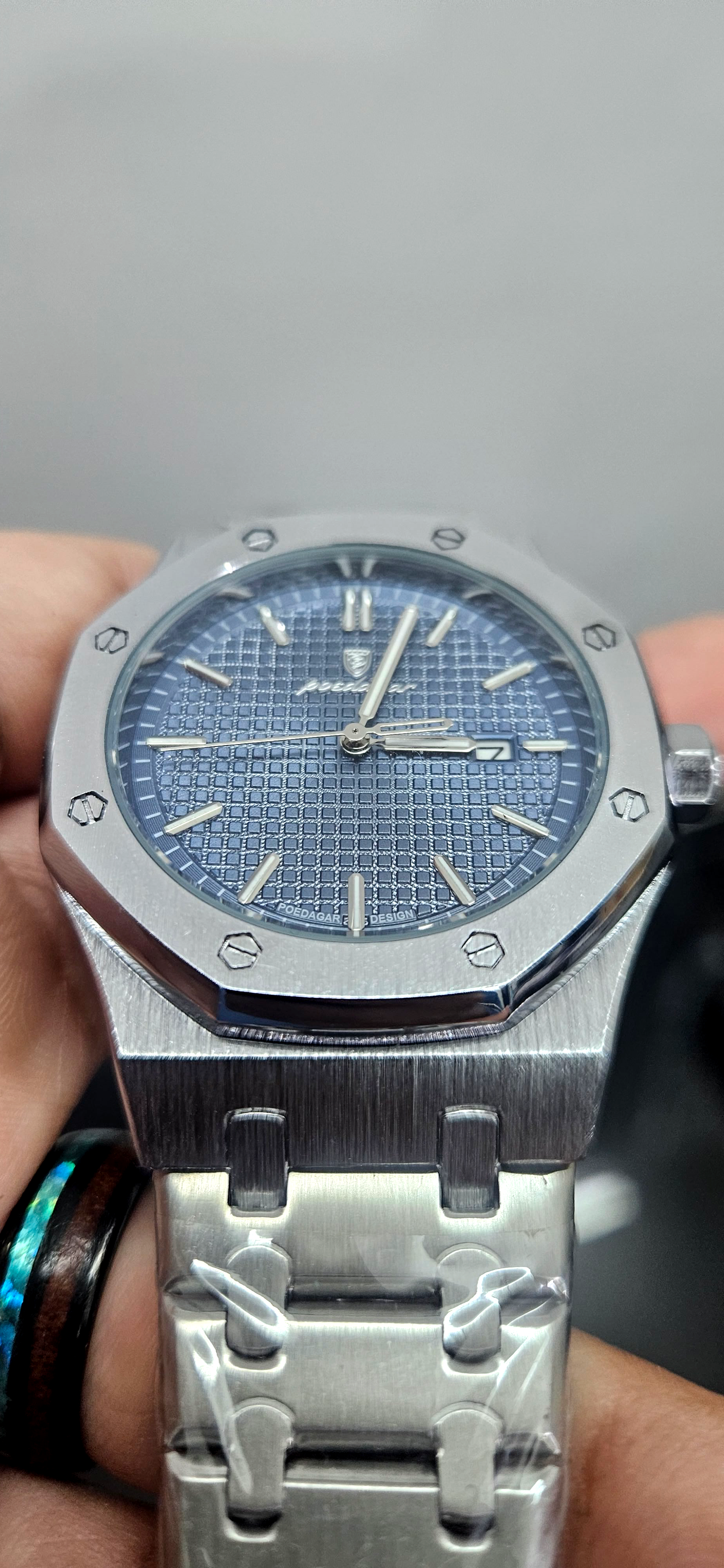 Royal Oak–style Blue Dial Silver Watch